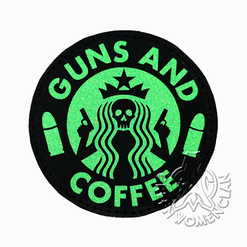 Naszywka GUNS AND COFFEE CZASZKA Green Women Clan
